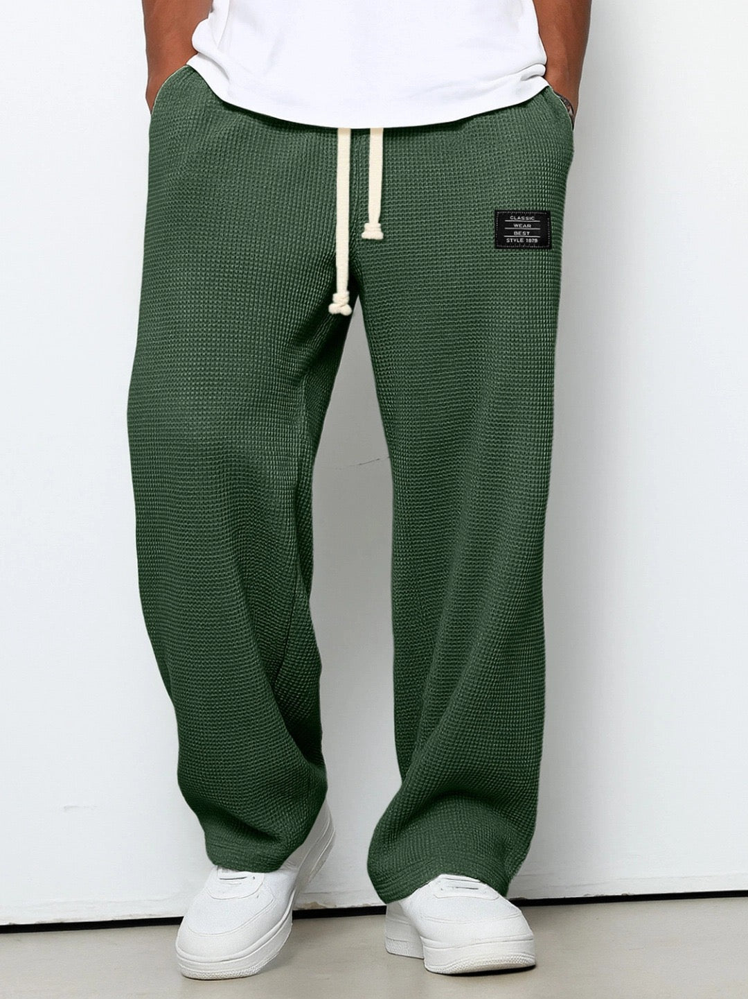 Men's Wide Leg Sweatpants with Drawstring Waist and Relaxed Fit