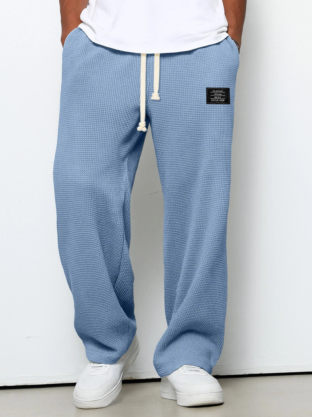 Men's Wide Leg Sweatpants with Drawstring Waist and Relaxed Fit
