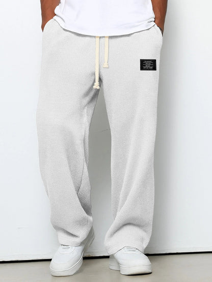 Men's Wide Leg Sweatpants with Drawstring Waist and Relaxed Fit