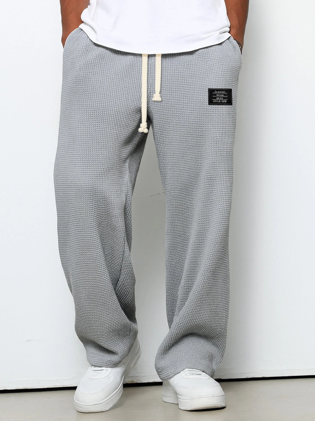 Men's Wide Leg Sweatpants with Drawstring Waist and Relaxed Fit