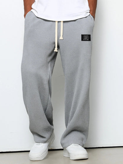 Men's Wide Leg Sweatpants with Drawstring Waist and Relaxed Fit