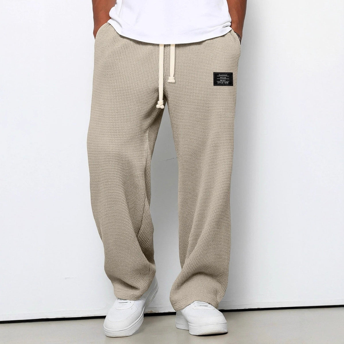 Men's Wide Leg Sweatpants with Drawstring Waist and Relaxed Fit