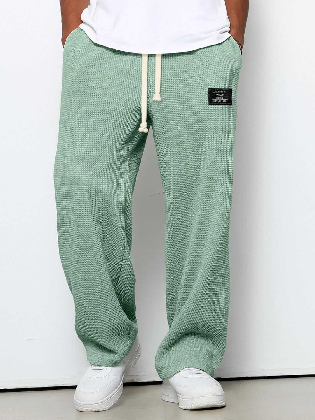 Men's Wide Leg Sweatpants with Drawstring Waist and Relaxed Fit