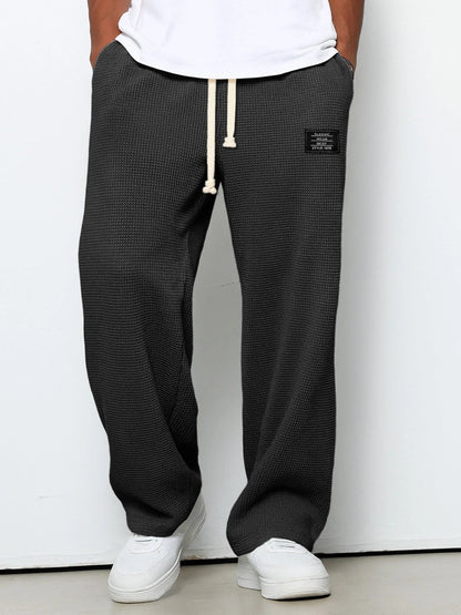 Men's Wide Leg Sweatpants with Drawstring Waist and Relaxed Fit