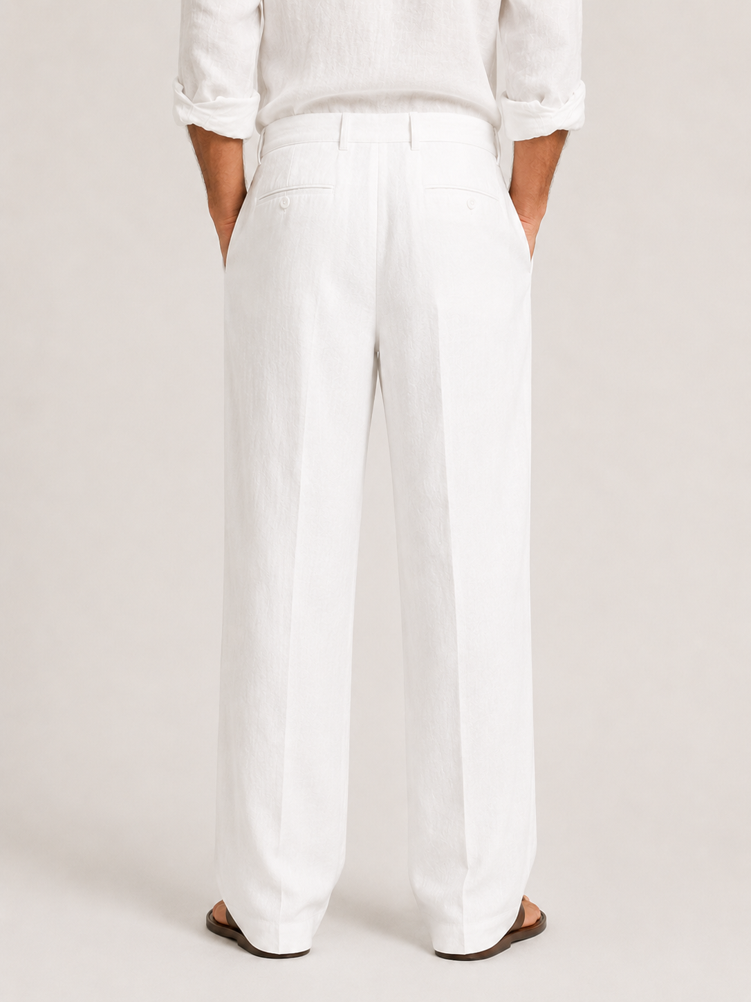 Men's Wide-Leg Trousers with Drawstring Waist and Front Pleats