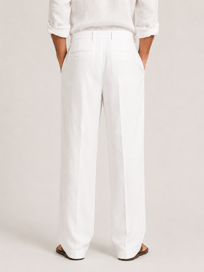 Men's Wide-Leg Trousers with Drawstring Waist and Front Pleats