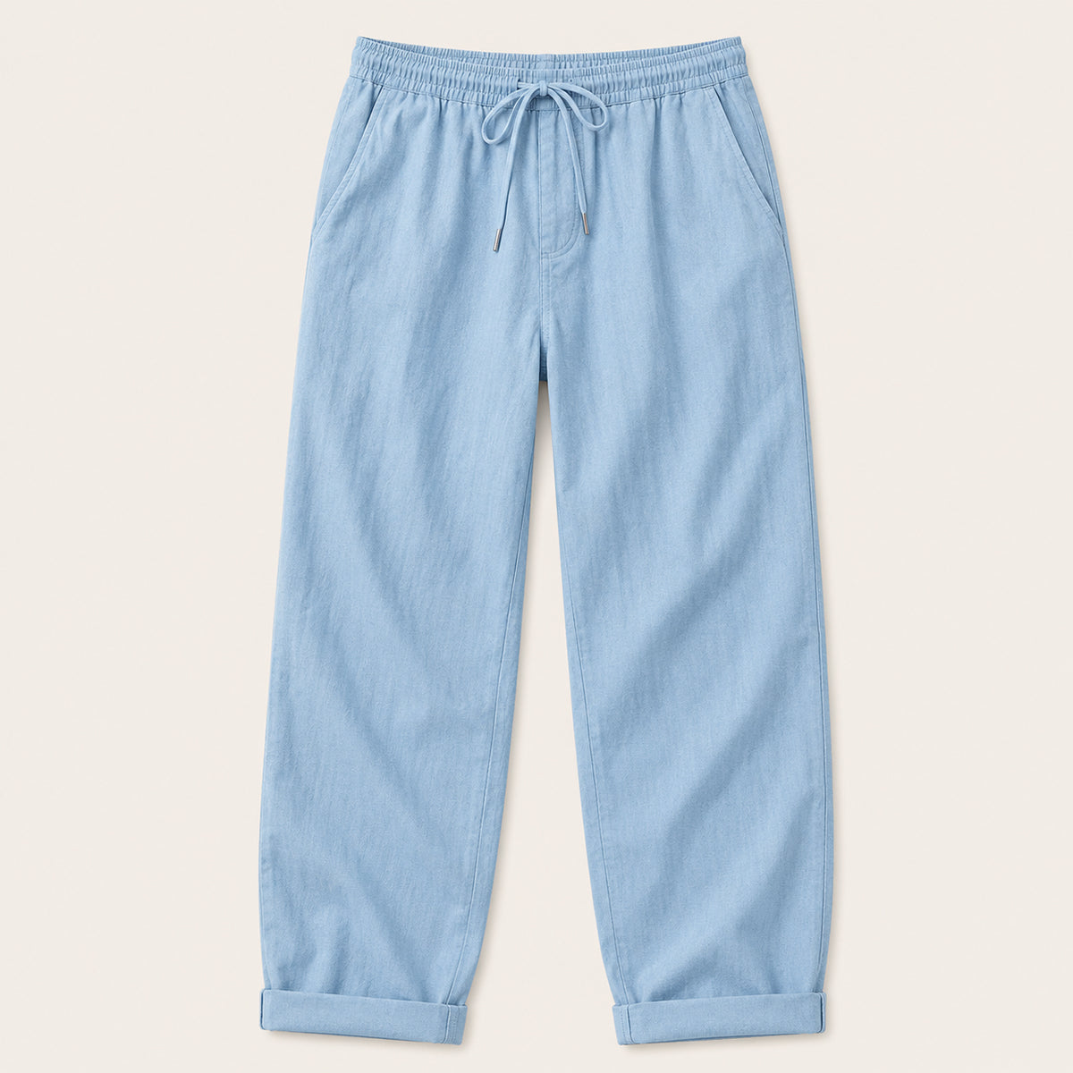 Men's Wide Leg Trousers with Elastic Waist and Drawstring