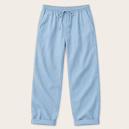 Men's Wide Leg Trousers with Elastic Waist and Drawstring