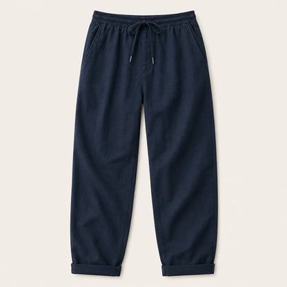 Men's Wide Leg Trousers with Elastic Waist and Drawstring