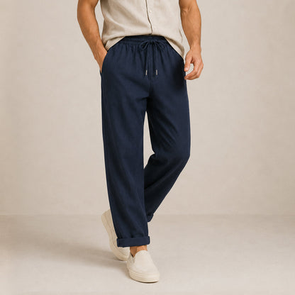 Men's Wide Leg Trousers with Elastic Waist and Drawstring