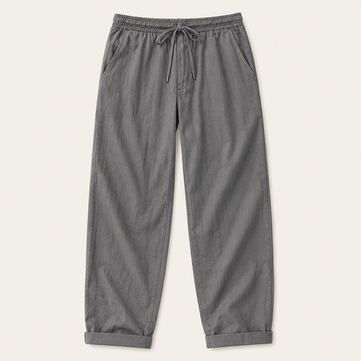 Men's Wide Leg Trousers with Elastic Waist and Drawstring