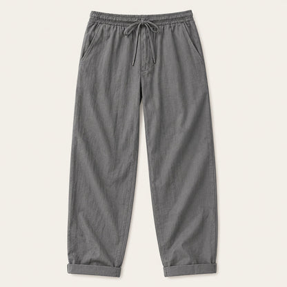 Men's Wide Leg Trousers with Elastic Waist and Drawstring