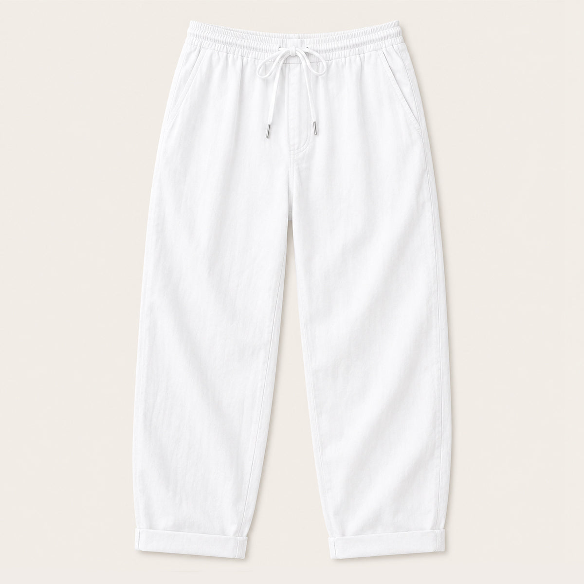 Men's Wide Leg Trousers with Elastic Waist and Drawstring
