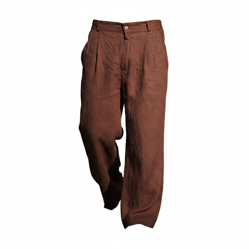 Men's Wide-Leg Trousers with Pleats and Button Closure