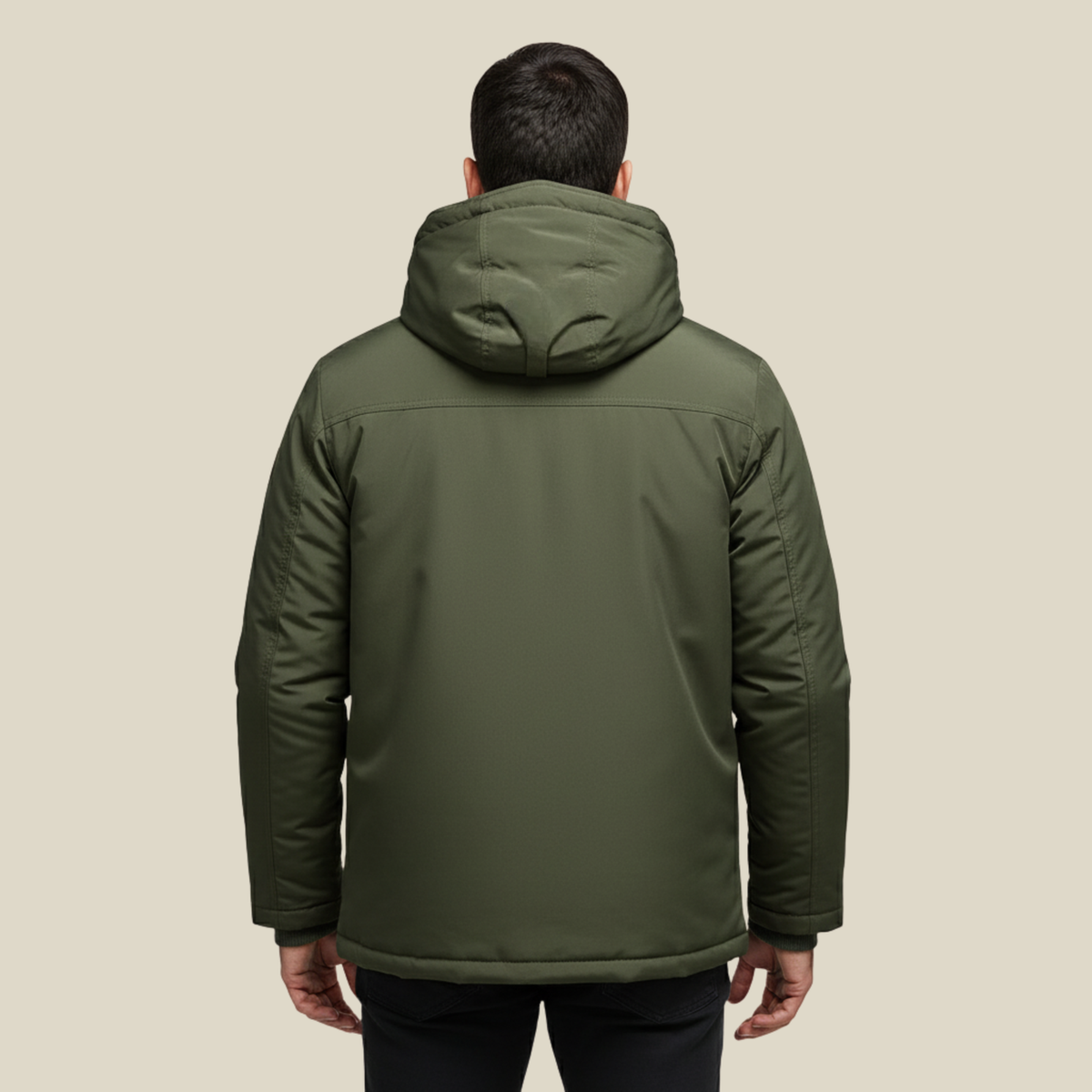 Men's Winter Parka Jacket with Removable Hood and Multiple Pockets