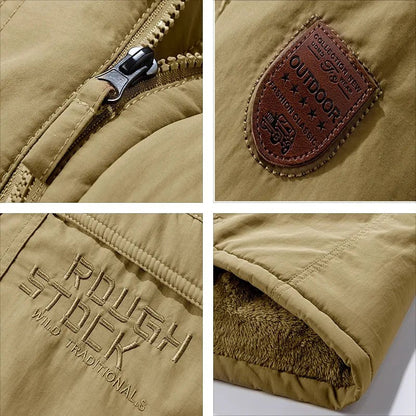 Men's Winter Parka Jacket with Removable Hood and Multiple Pockets