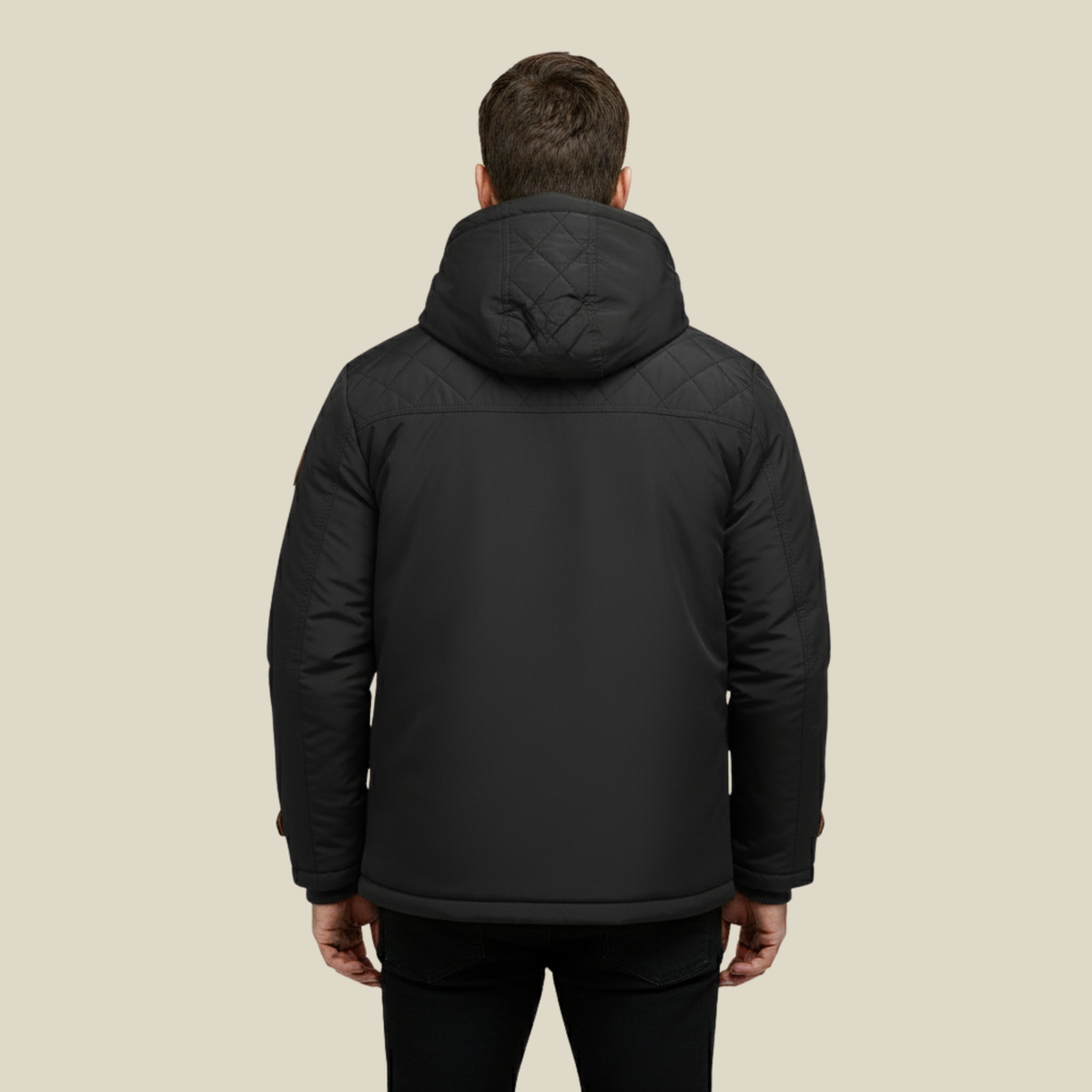 Men's Winter Parka Jacket with Removable Hood and Multiple Pockets