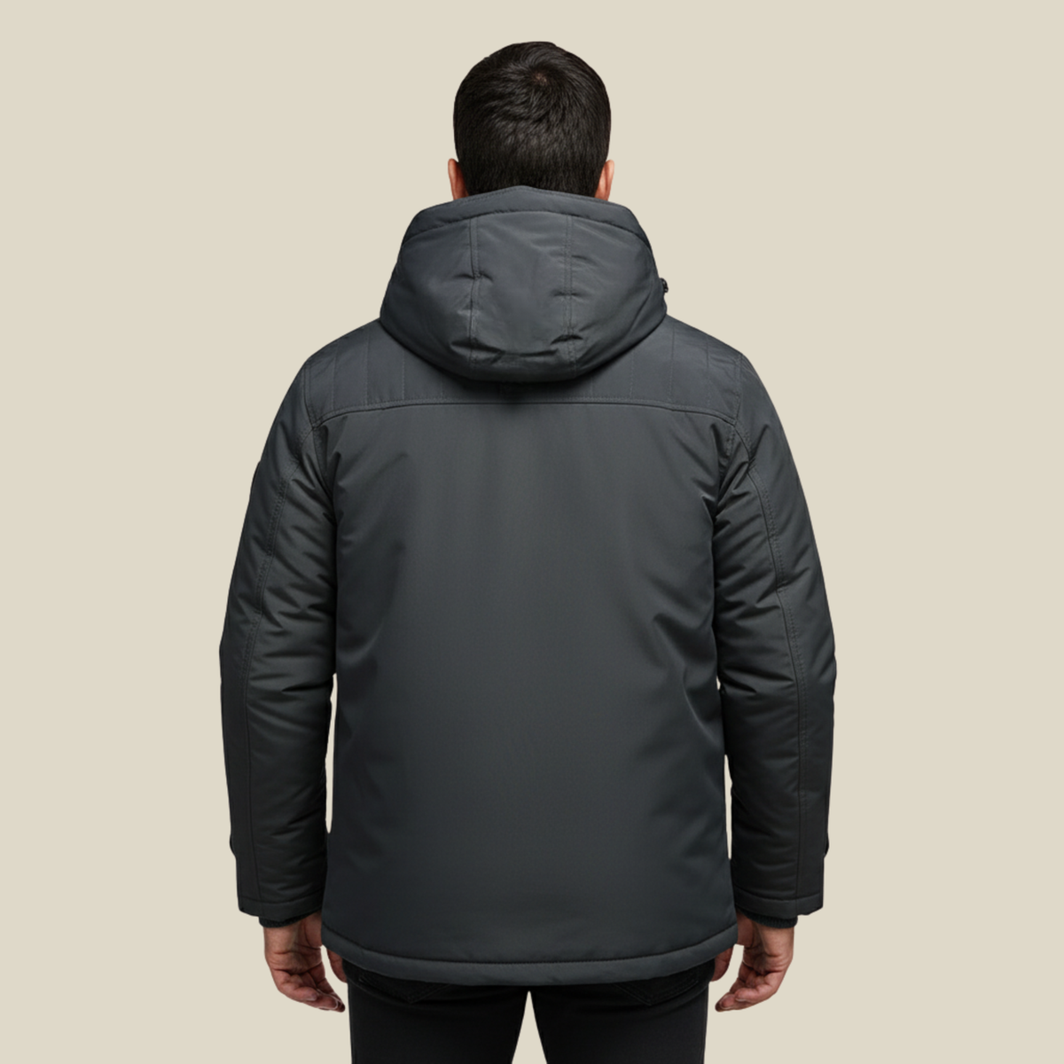 Men's Winter Parka Jacket with Removable Hood and Multiple Pockets