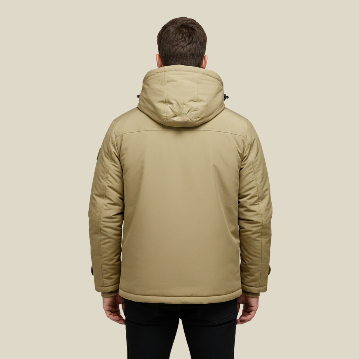 Men's Winter Parka Jacket with Removable Hood and Multiple Pockets