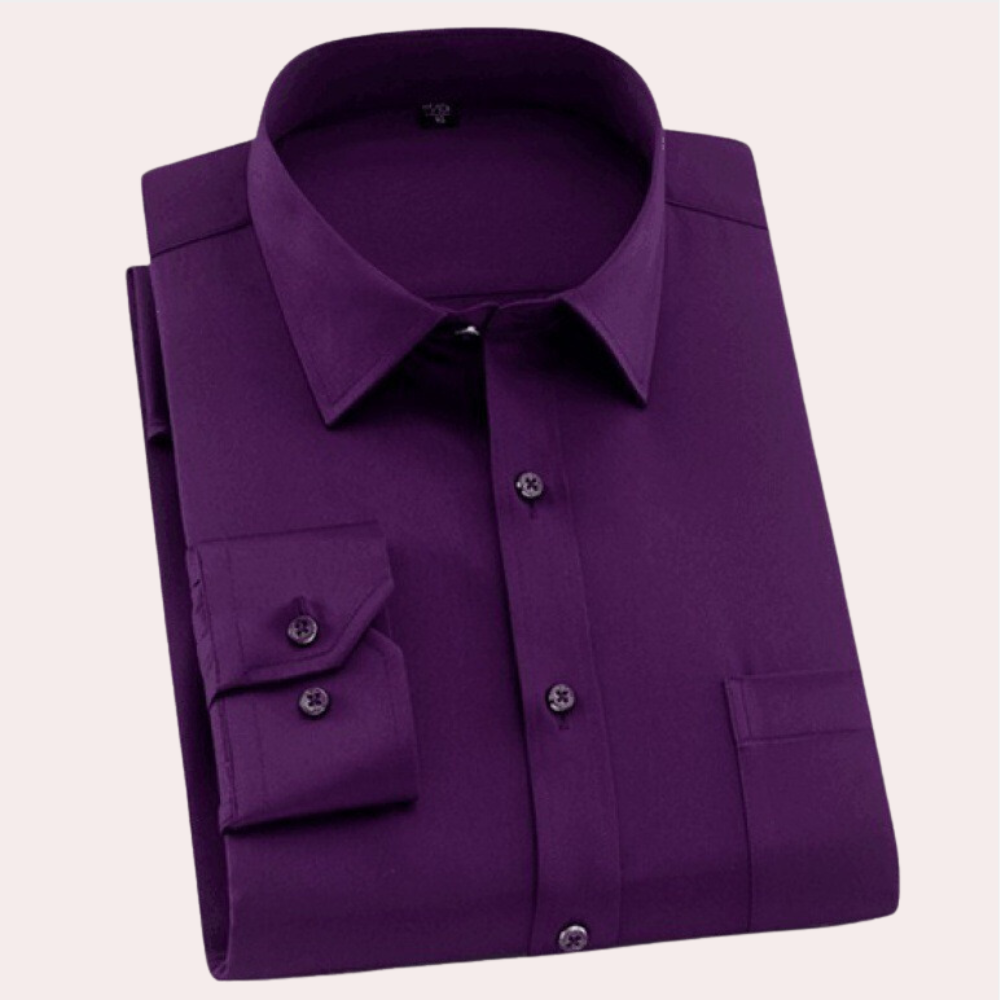 Men's Wrinkle-Free Dress Shirt with Chest Pocket