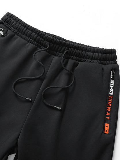 Men's Zip-Up Hooded Tracksuit Set with Sherpa Lining and Zip Pockets