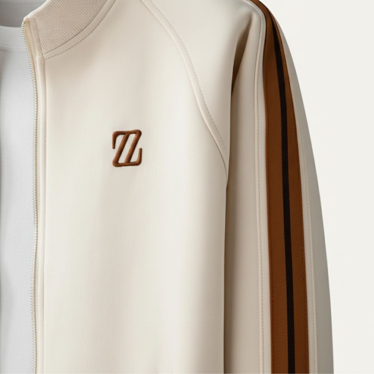 Men's Zip-Up Tracksuit Set with Stand Collar, Side Stripes and Drawstring Joggers