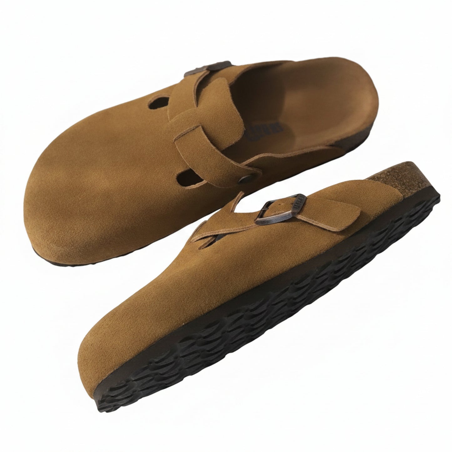 Unisex Closed-Toe Clogs with Adjustable Buckle Strap and Cork Sole