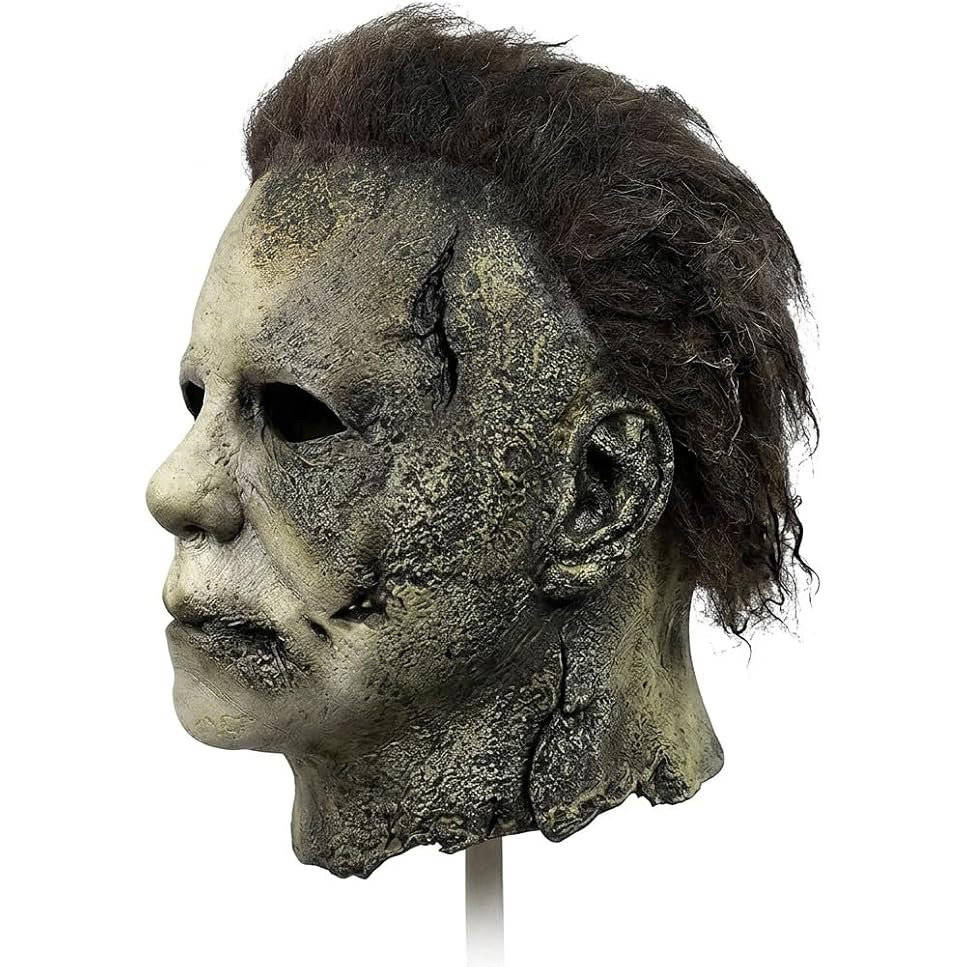 Unisex Full Head Realistic Killer Mask with Attached Hair and Neck Coverage