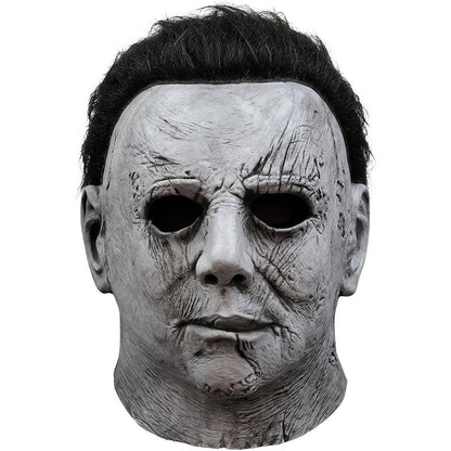 Unisex Full Head Realistic Killer Mask with Attached Hair and Neck Coverage