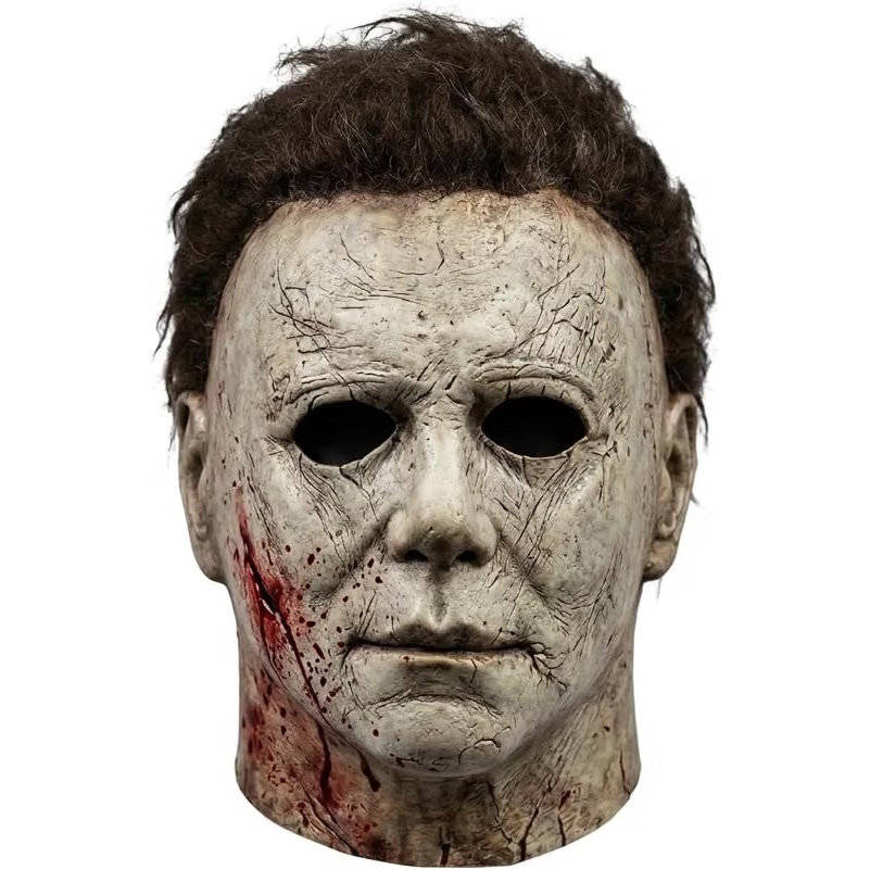 Unisex Full Head Realistic Killer Mask with Attached Hair and Neck Coverage