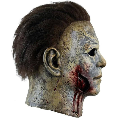 Unisex Full Head Realistic Killer Mask with Attached Hair and Neck Coverage