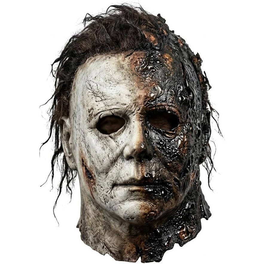 Unisex Full Head Realistic Killer Mask with Attached Hair and Neck Coverage