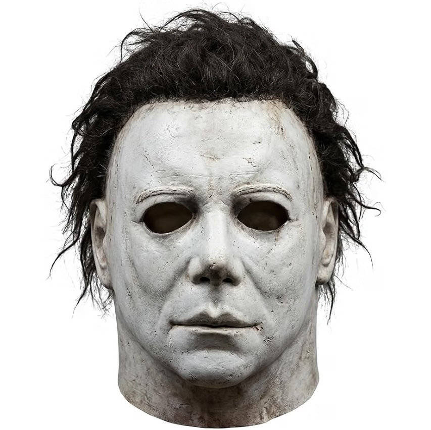 Unisex Full Head Realistic Killer Mask with Attached Hair and Neck Coverage
