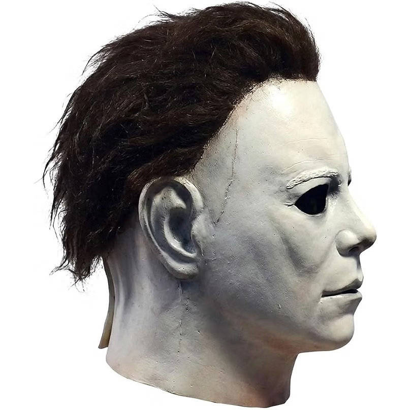 Unisex Full Head Realistic Killer Mask with Attached Hair and Neck Coverage
