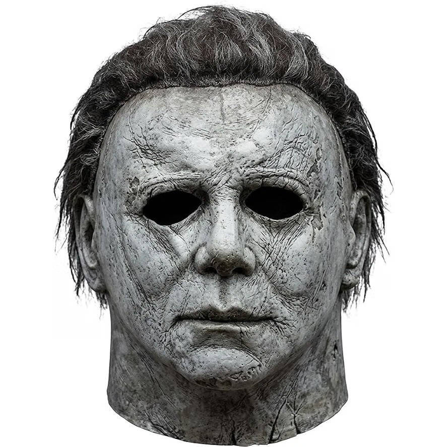 Unisex Full Head Realistic Killer Mask with Attached Hair and Neck Coverage