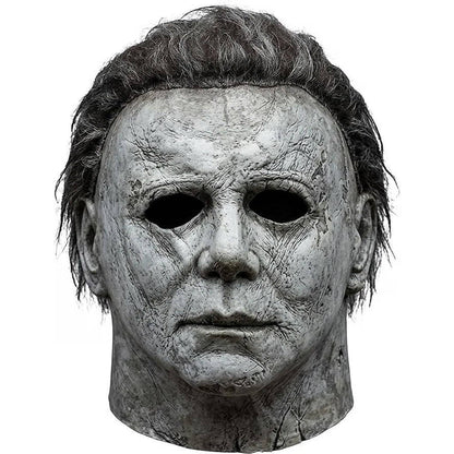 Unisex Full Head Realistic Killer Mask with Attached Hair and Neck Coverage