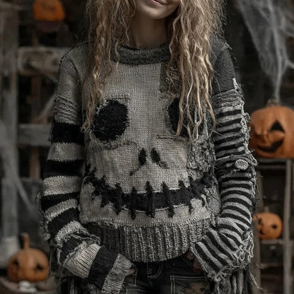 Unisex Halloween Sweater with Round Neck and Spooky Graphic Print