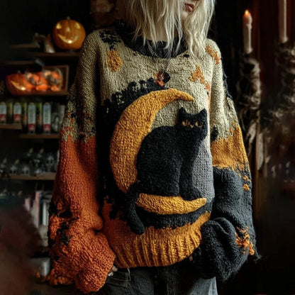 Unisex Halloween Sweater with Round Neck and Spooky Graphic Print