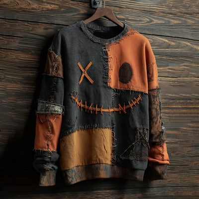 Unisex Halloween Sweater with Round Neck and Spooky Graphic Print