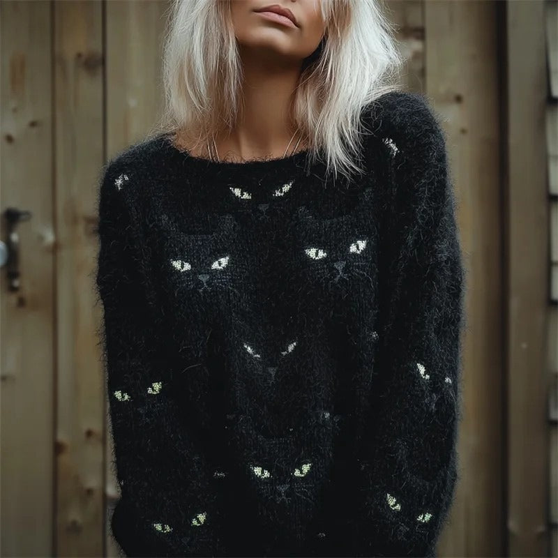 Unisex Halloween Sweater with Round Neck and Spooky Graphic Print