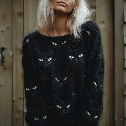 Unisex Halloween Sweater with Round Neck and Spooky Graphic Print