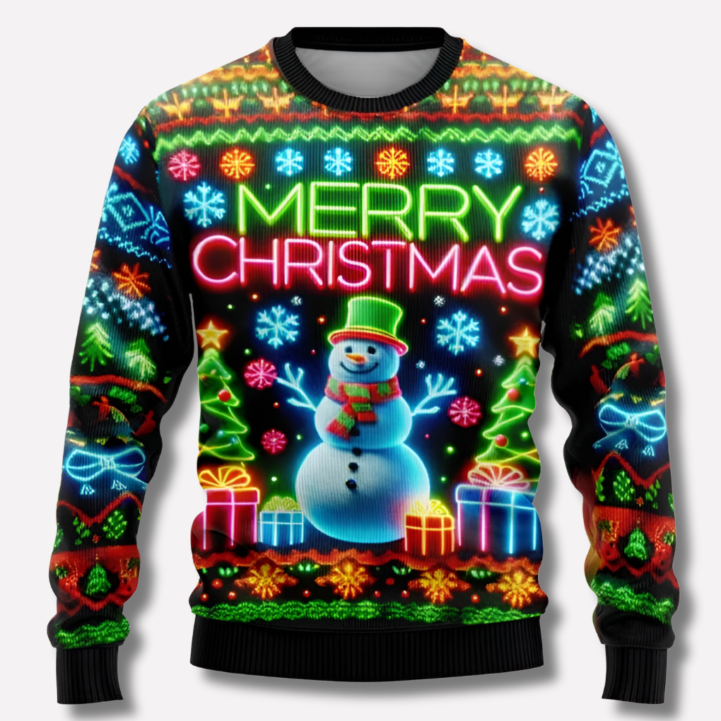 Unisex Neon Christmas Sweater with Festive Graphic Print