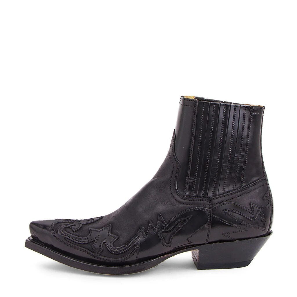 Women's Western Ankle Boots with Pointed Toe and Elastic Panel